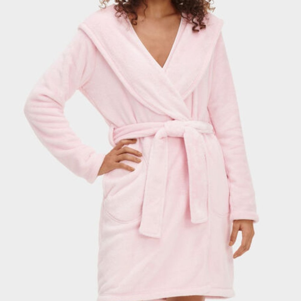 NWT UGG WOMEN'S PLUSH VELOUR PINK BATHROBE - Picture 1 of 7